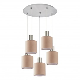 77-8433 SE21-NM-4-5NM-SH3 ADEPT TUBE Nickel Matt Pendant Brown Fabric Shade