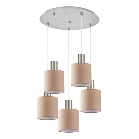77-8433 SE21-NM-4-5NM-SH3 ADEPT TUBE Nickel Matt Pendant Brown Fabric Shade