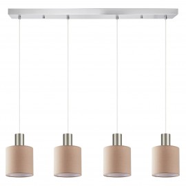 77-8434 SE21-NM-4-4NM-SH3 ADEPT TUBE Nickel Matt Pendant Brown Fabric Shade