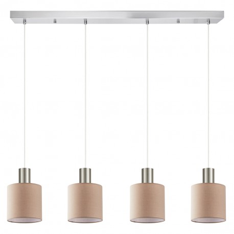 77-8434 SE21-NM-4-4NM-SH3 ADEPT TUBE Nickel Matt Pendant Brown Fabric Shade