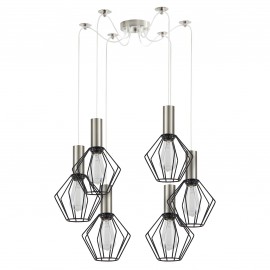 77-8436 SE21-NM-4-NM6-GR1 ADEPT TUBE Nickel Matt Pendant Black Metal Grid