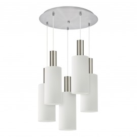 77-8475 SE21-NM-4-5NM-GL3 ADEPT TUBE Nickel Matt Pendant White Glass