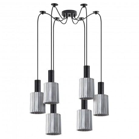 77-8484 SE21-BL-4-BL6-GL1 ADEPT TUBE Black Pendant Smoked Glass