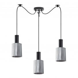 77-8485 SE21-BL-4-BL3-GL1 ADEPT TUBE Black Pendant Smoked Glass