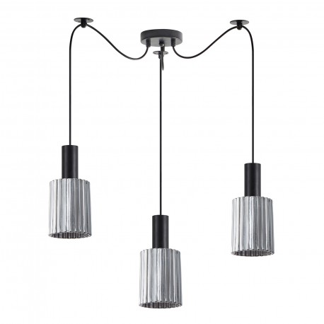 77-8485 SE21-BL-4-BL3-GL1 ADEPT TUBE Black Pendant Smoked Glass