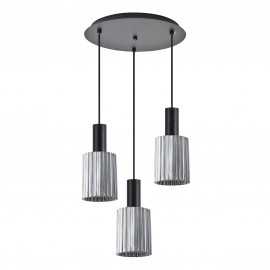 77-8487 SE21-BL-4-3BL-GL1 ADEPT TUBE Black Pendant Smoked Glass