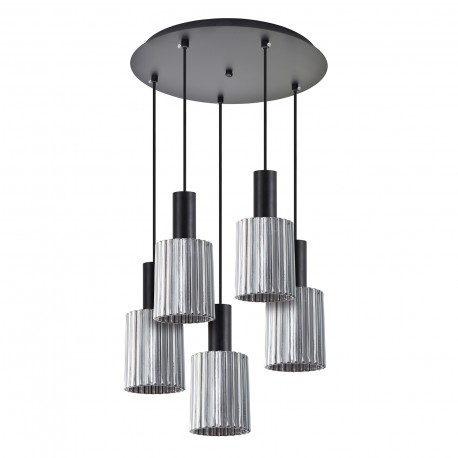 77-8488 SE21-BL-4-5BL-GL1 ADEPT TUBE Black Pendant Smoked Glass