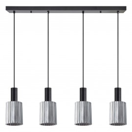 77-8489 SE21-BL-4-4BL-GL1 ADEPT TUBE Black Pendant Smoked Glass