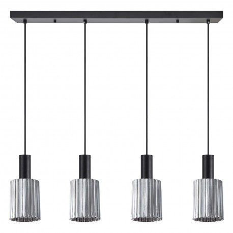 77-8489 SE21-BL-4-4BL-GL1 ADEPT TUBE Black Pendant Smoked Glass