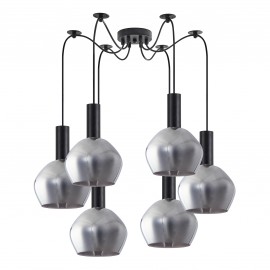 77-8491 SE21-BL-4-BL6-GL2 ADEPT TUBE Black Pendant Smoked Glass