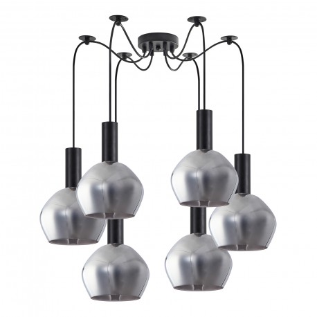 77-8491 SE21-BL-4-BL6-GL2 ADEPT TUBE Black Pendant Smoked Glass