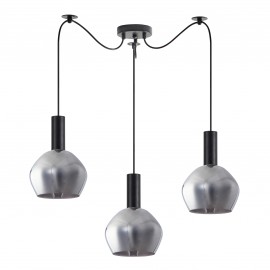 77-8492 SE21-BL-4-BL3-GL2 ADEPT TUBE Black Pendant Smoked Glass