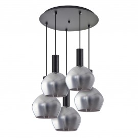 77-8495 SE21-BL-4-5BL-GL2 ADEPT TUBE Black Pendant Smoked Glass