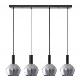 77-8496 SE21-BL-4-4BL-GL2 ADEPT TUBE Black Pendant Smoked Glass