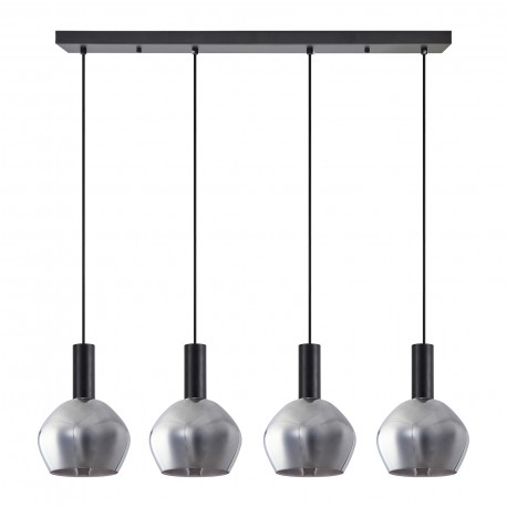 77-8496 SE21-BL-4-4BL-GL2 ADEPT TUBE Black Pendant Smoked Glass