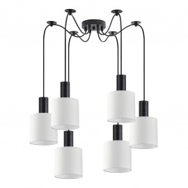 77-8506 SE21-BL-4-BL6-SH1 ADEPT TUBE Black Pendant White Fabric Shade