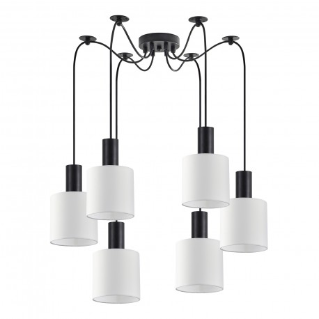 77-8506 SE21-BL-4-BL6-SH1 ADEPT TUBE Black Pendant White Fabric Shade