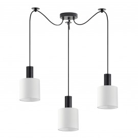 77-8507 SE21-BL-4-BL3-SH1 ADEPT TUBE Black Pendant White Fabric Shade