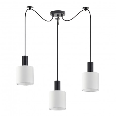 77-8507 SE21-BL-4-BL3-SH1 ADEPT TUBE Black Pendant White Fabric Shade