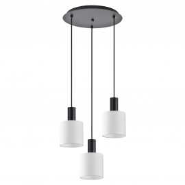 77-8509 SE21-BL-4-3BL-SH1 ADEPT TUBE Black Pendant White Fabric Shade