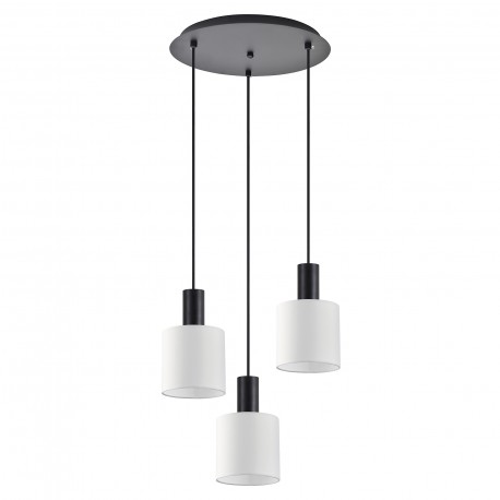 77-8509 SE21-BL-4-3BL-SH1 ADEPT TUBE Black Pendant White Fabric Shade