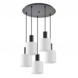 77-8510 SE21-BL-4-5BL-SH1 ADEPT TUBE Black Pendant White Fabric Shade