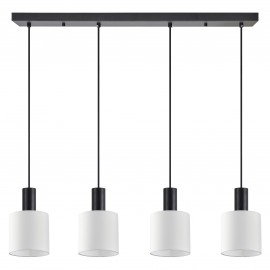 77-8511 SE21-BL-4-4BL-SH1 ADEPT TUBE Black Pendant White Fabric Shade