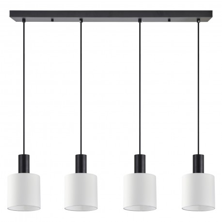77-8511 SE21-BL-4-4BL-SH1 ADEPT TUBE Black Pendant White Fabric Shade