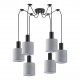 77-8513 SE21-BL-4-BL6-SH2 ADEPT TUBE Black Pendant Grey Fabric Shade