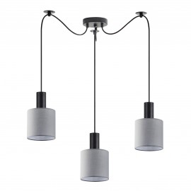 77-8514 SE21-BL-4-BL3-SH2 ADEPT TUBE Black Pendant Grey Fabric Shade