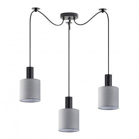 77-8514 SE21-BL-4-BL3-SH2 ADEPT TUBE Black Pendant Grey Fabric Shade