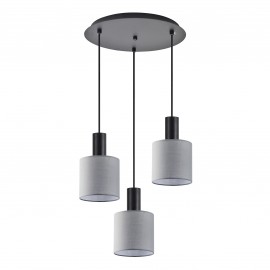 77-8516 SE21-BL-4-3BL-SH2 ADEPT TUBE Black Pendant Grey Fabric Shade