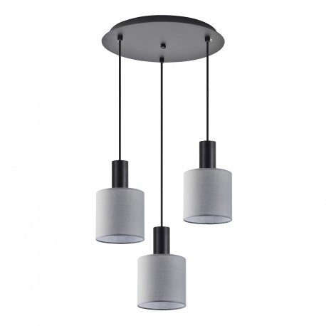 77-8516 SE21-BL-4-3BL-SH2 ADEPT TUBE Black Pendant Grey Fabric Shade