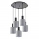 77-8517 SE21-BL-4-5BL-SH2 ADEPT TUBE Black Pendant Grey Fabric Shade