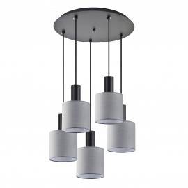 77-8517 SE21-BL-4-5BL-SH2 ADEPT TUBE Black Pendant Grey Fabric Shade