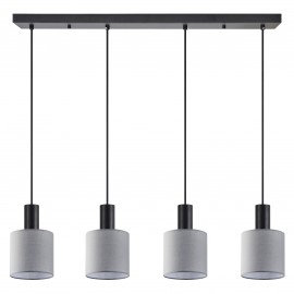77-8518 SE21-BL-4-4BL-SH2 ADEPT TUBE Black Pendant Grey Fabric Shade