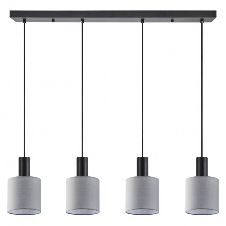77-8518 SE21-BL-4-4BL-SH2 ADEPT TUBE Black Pendant Grey Fabric Shade