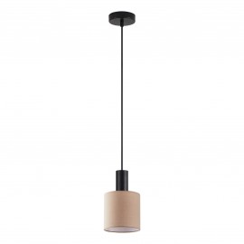 77-8519 SE21-BL-4-SH3 ADEPT TUBE Black Pendant Brown Fabric Shade