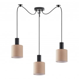 77-8521 SE21-BL-4-BL3-SH3 ADEPT TUBE Black Pendant Brown Fabric Shade