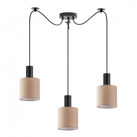 77-8521 SE21-BL-4-BL3-SH3 ADEPT TUBE Black Pendant Brown Fabric Shade