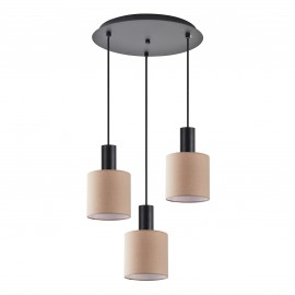77-8523 SE21-BL-4-3BL-SH3 ADEPT TUBE Black Pendant Brown Fabric Shade
