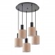 77-8524 SE21-BL-4-5BL-SH3 ADEPT TUBE Black Pendant Brown Fabric Shade