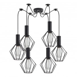 77-8527 SE21-BL-4-BL6-GR1 ADEPT TUBE Black Pendant Black Metal Grid