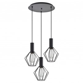 77-8530 SE21-BL-4-3BL-GR1 ADEPT TUBE Black Pendant Black Metal Grid