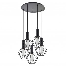 77-8531 SE21-BL-4-5BL-GR1 ADEPT TUBE Black Pendant Black Metal Grid