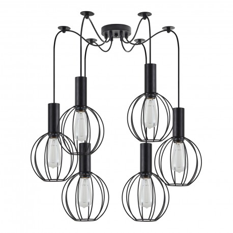 77-8534 SE21-BL-4-BL6-GR2 ADEPT TUBE Black Pendant Black Metal Grid