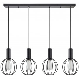 77-8539 SE21-BL-4-4BL-GR2 ADEPT TUBE Black Pendant Black Metal Grid