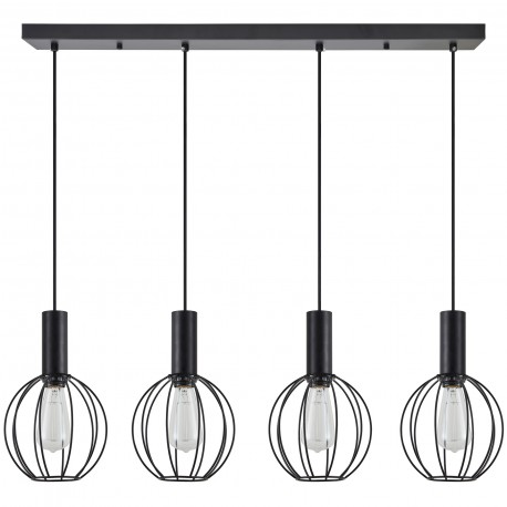 77-8539 SE21-BL-4-4BL-GR2 ADEPT TUBE Black Pendant Black Metal Grid