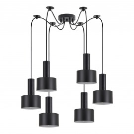 77-8541 SE21-BL-4-BL6-MS1 ADEPT TUBE Black Pendant Black Metal Shade