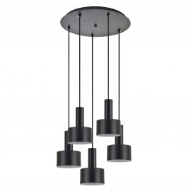77-8545 SE21-BL-4-5BL-MS1 ADEPT TUBE Black Pendant Black Metal Shade